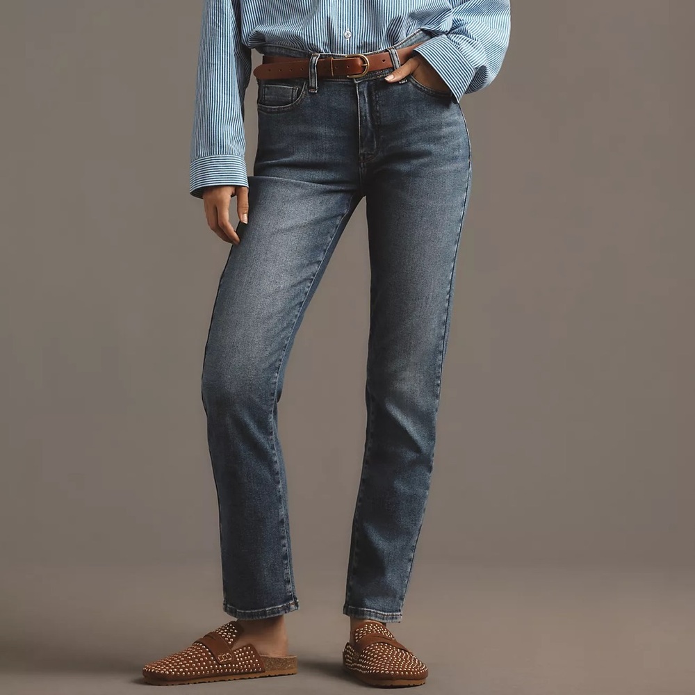 Anthropologie Straight-Leg Jeans in Medium Wash Blue